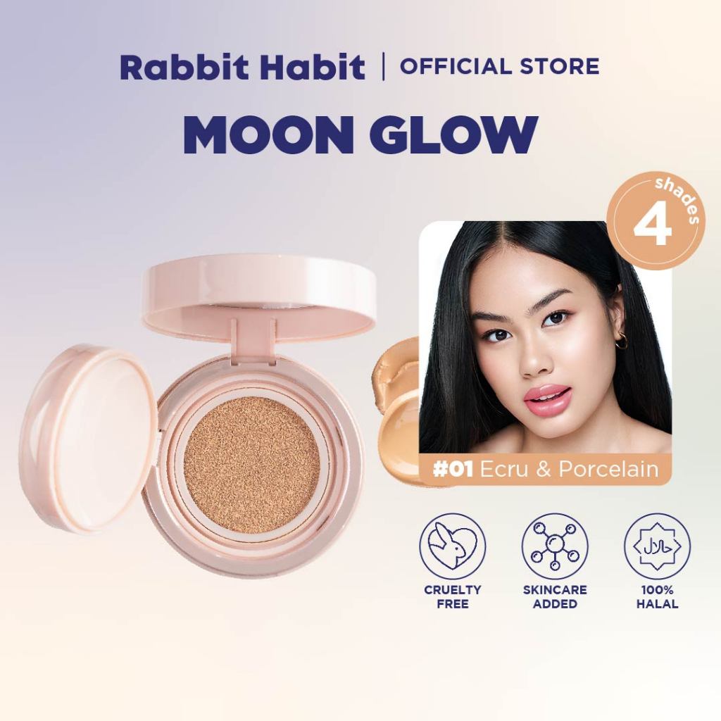 [BUY 1 GET LIP MATTE] Rabbit Habit Moon Glow 01 Ecru & Porcelain 2-in-1 Cushion Foundation SPF 50+ P