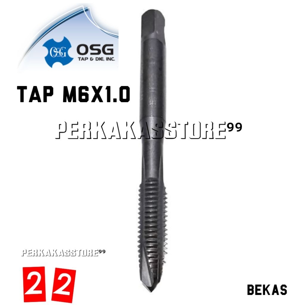 Tap Ulir Drat M6×1 OSG Tap Po Lurus m6x1.0 Hss Untuk Drat Baut 10