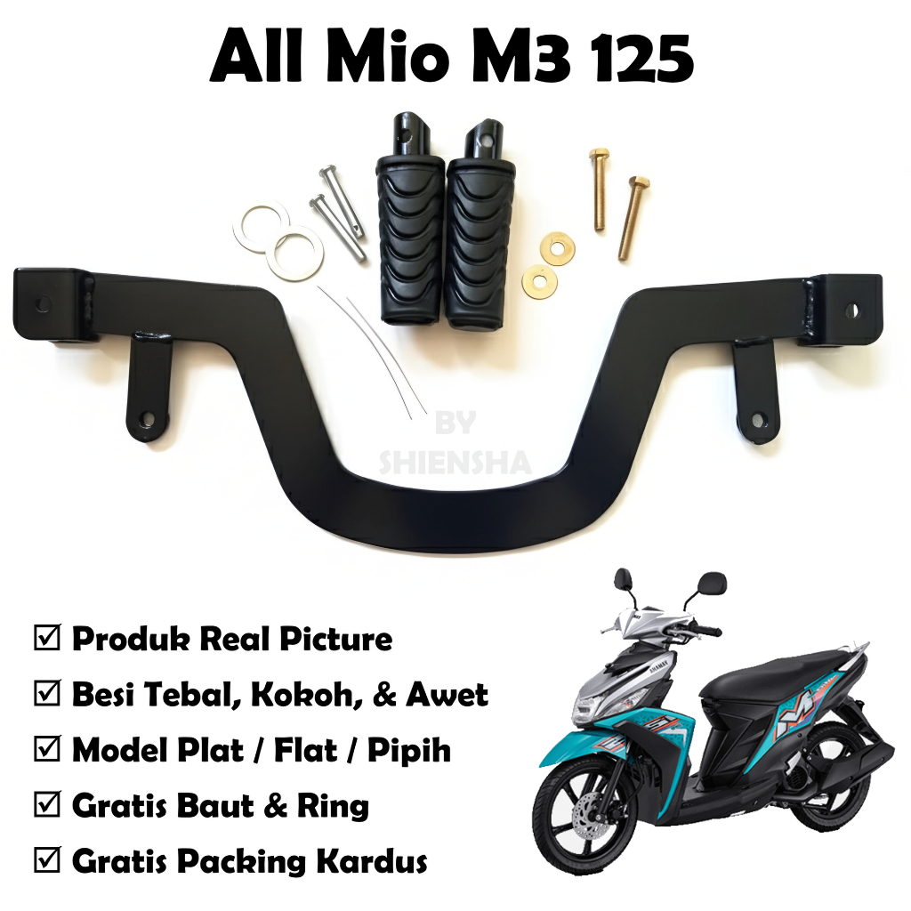PIJAKAN FOOTSTEP DEPAN MIO M3 PNP FULLSET SIAP PAKAI BASTEP MODEL FLAT PLAT PIPIH GRATIS RING BAUT