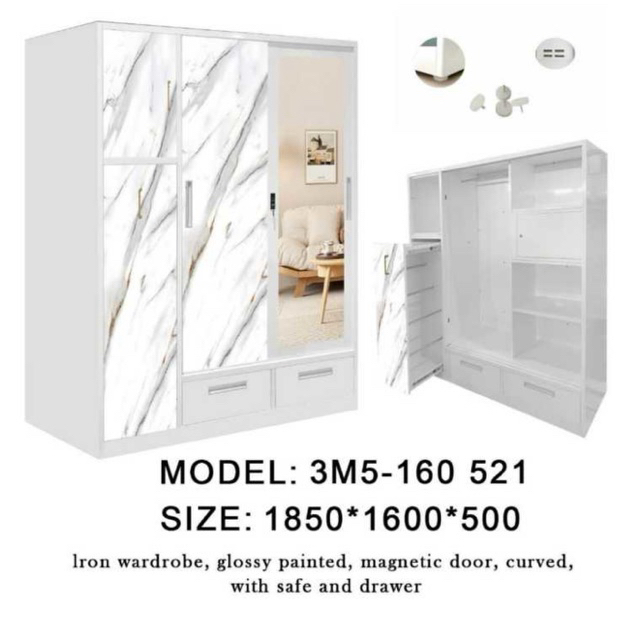 [READY] Lemari Pakaian Besi + Rak Hijab / Lemari Pakaian Plat Besi Jumbo Pintu Sliding / Lemari Paka
