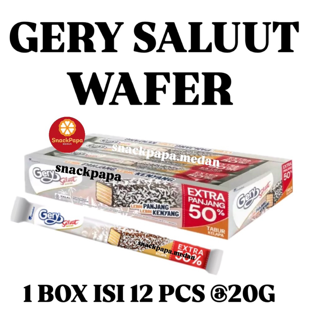 GERY SALUUT WAFER BOX COKELAT KELAPA [1 BOX ISI 12 PCS @20G] | GERY SALUT WAFER | GERY WAFER KELAPA 