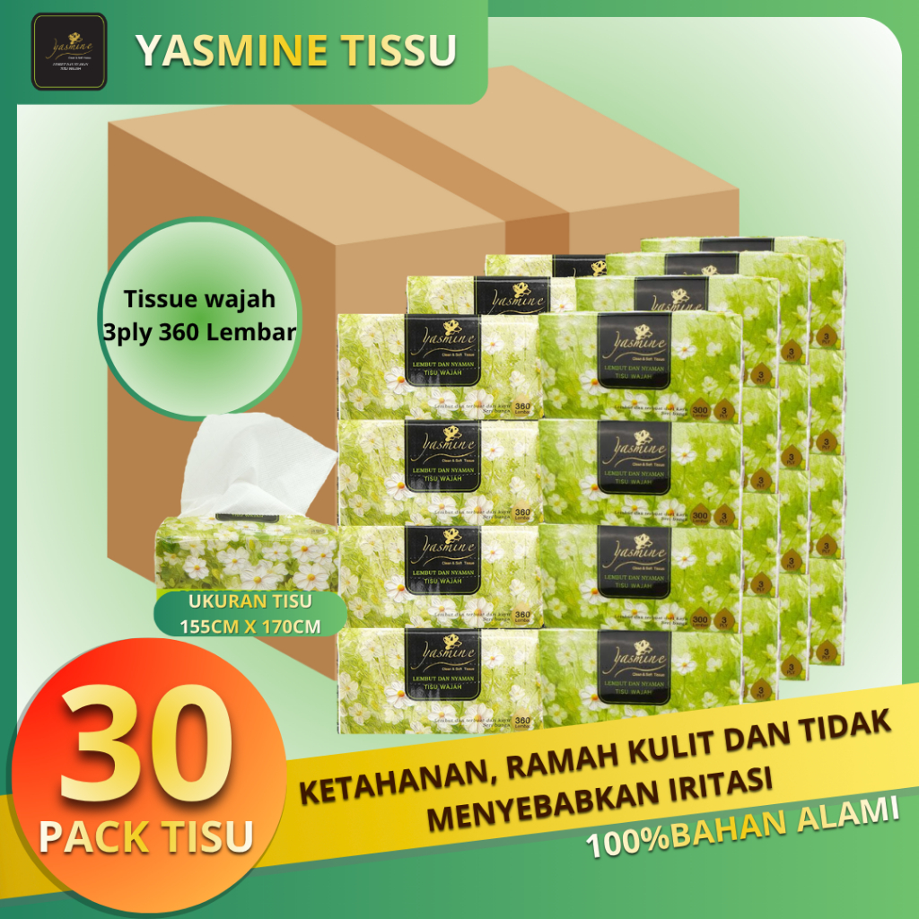 Yasmine Tissue 30 PACK 360 helai 3 ply soft facial tisue tissue wajah tisu premium