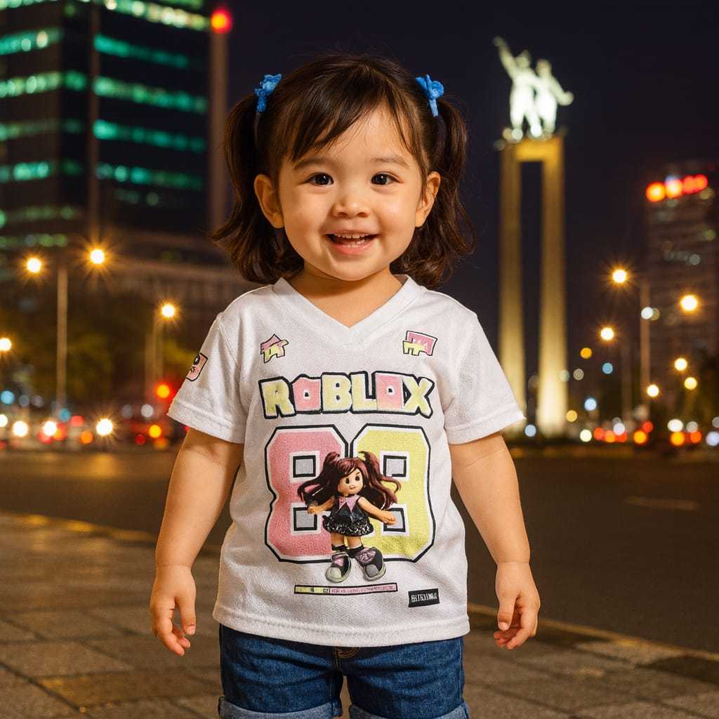 Baju Kaos Jersey Dryfit Gambar Roblox Anak Cewek Umur 3-12 Tahun / Pakaian Anak Perempuan