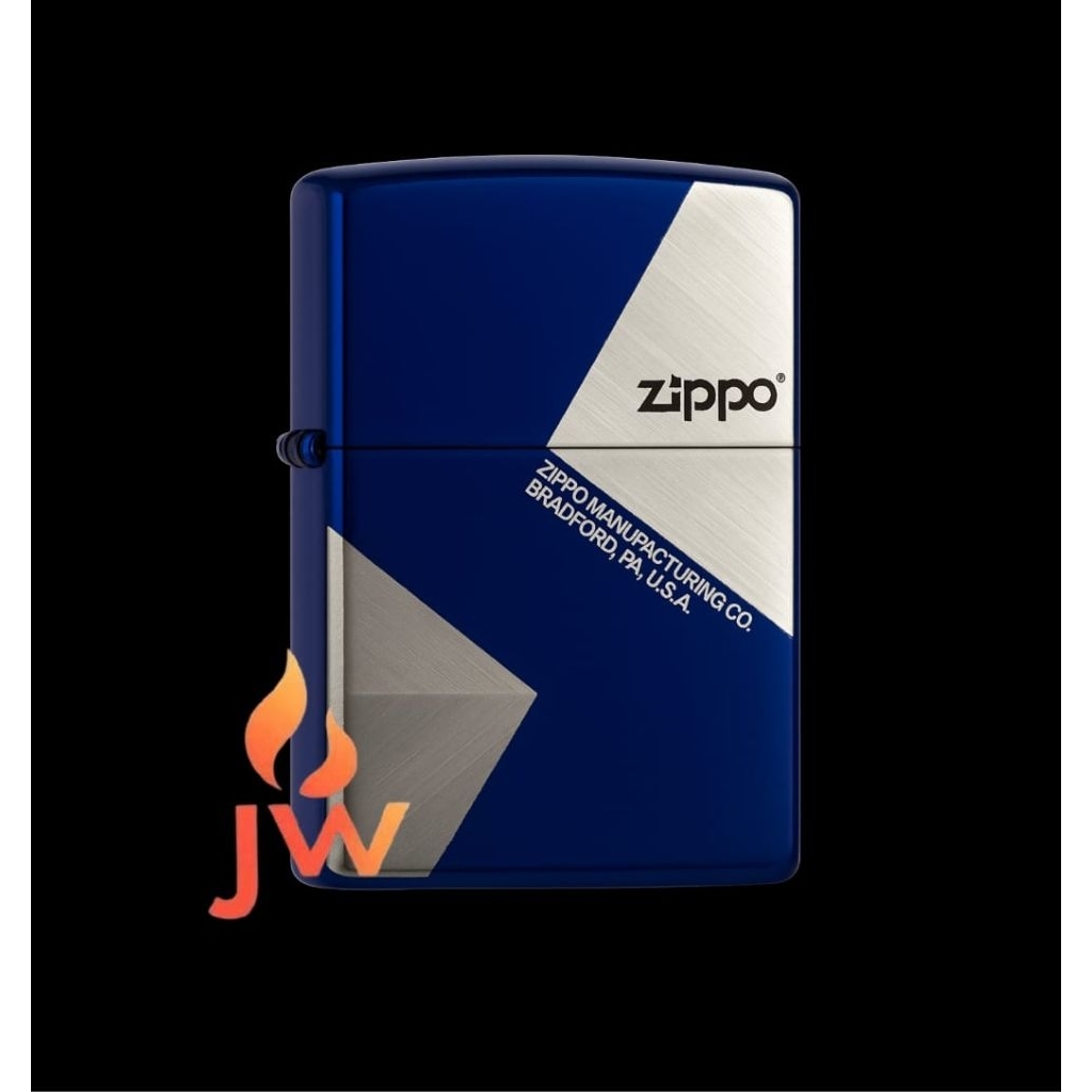 Korek Api Zippo Blue Ice Desain Grafis Diagonal- Premium