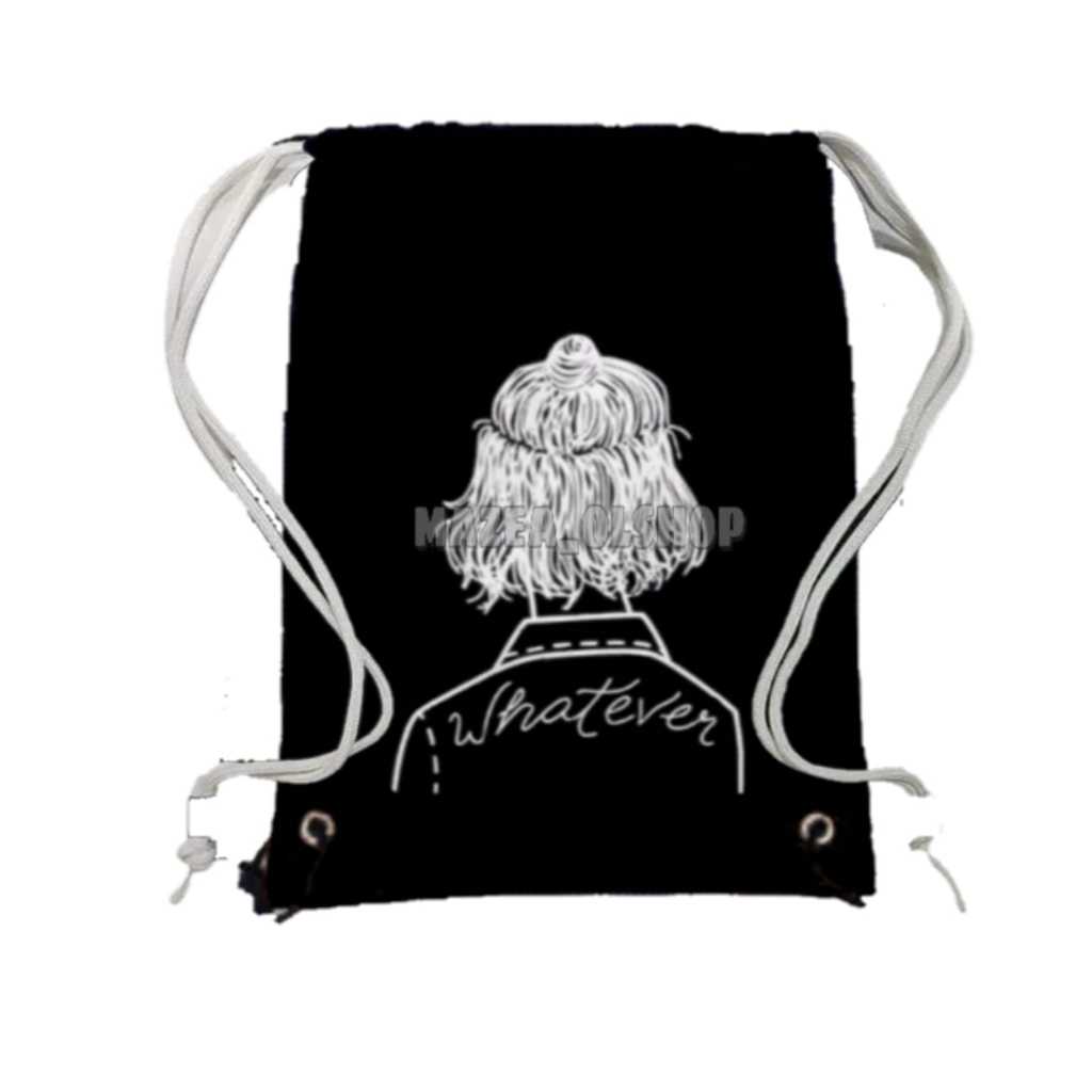 LB WHATEVER - Tas Ransel Serut Pria Wanita Kanvas Murah