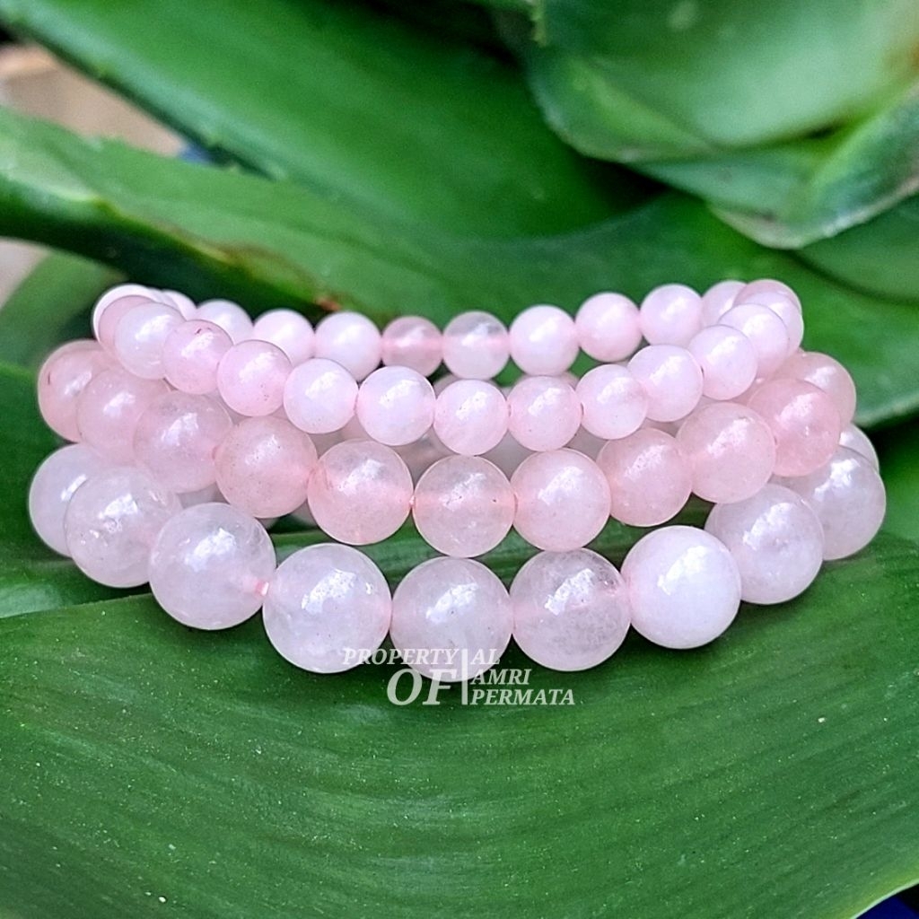 Gelang Batu Rose Quartz Natural Stone / Gelang Batu Akik / Gelang Batu Alam / Gelang Pria / Gelang W