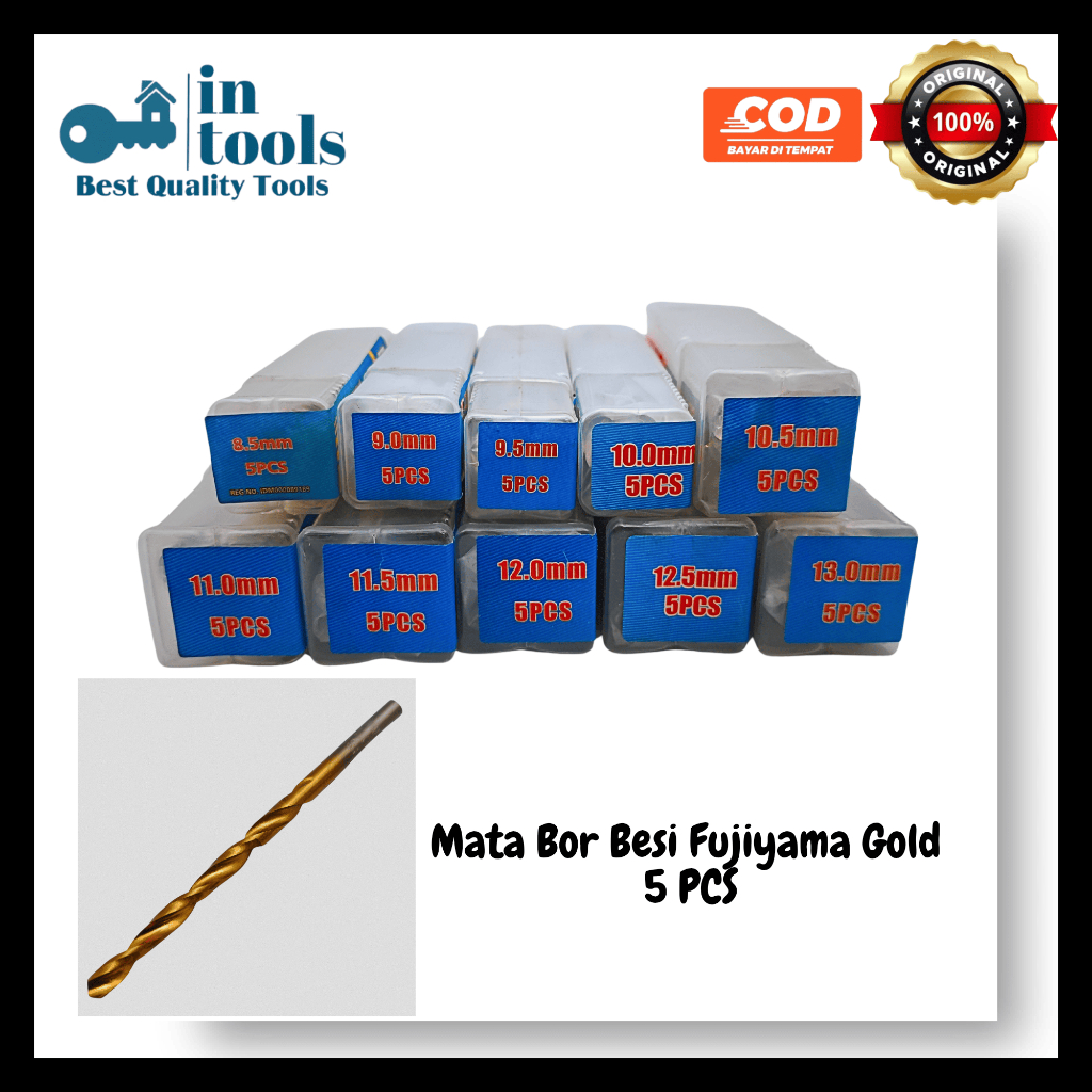 Mata Bor Besi FUJIYAMA GOLD Uk 8.5-13mm Pack Isi 5pcs ORIGINAL