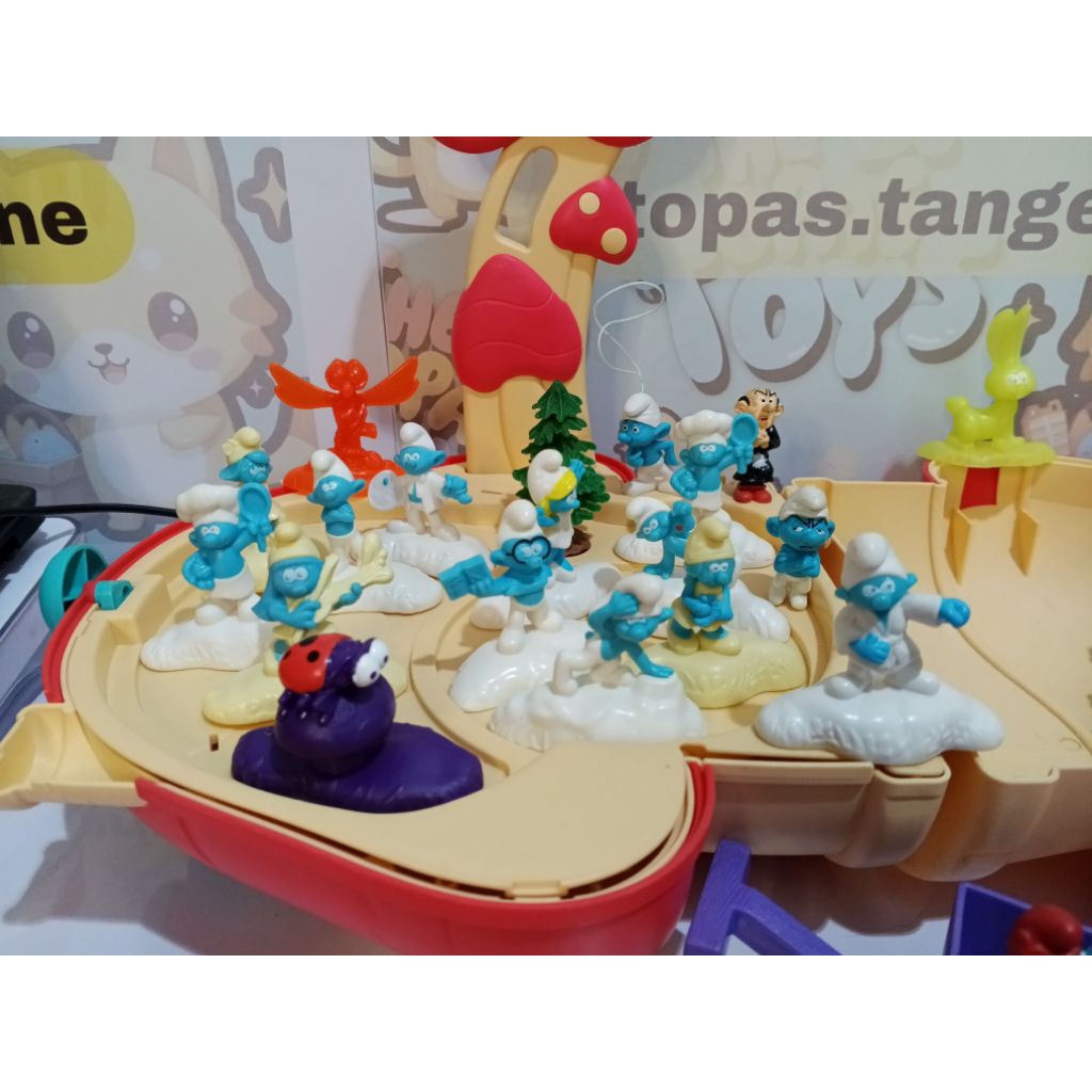 Figur Smurfs McD Happy Meal Smurf McDonalds phone strap keychain ganci Original dan Mega Bloks