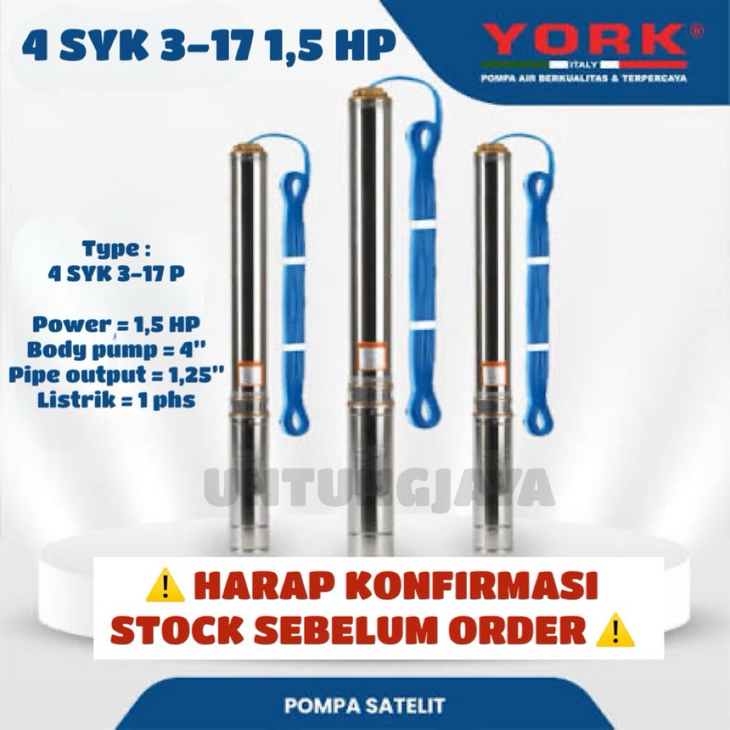 POMPA SUBMERSIBLE YORK 4 SYK 3-17 1 PHASE 1,5 HP // POMPA CELUP YORK 4SYK 3-17 1PHASE 1,5HP // POMPA