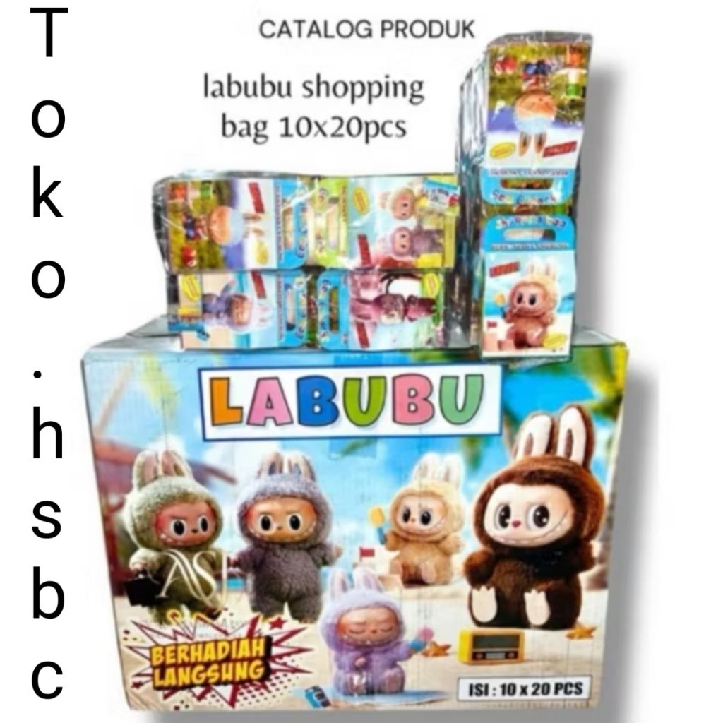 (Per 1 Dus 10 x 20 pcs) Shopping Bag Labubu Kotak/Kado Berhadiah Langsung
