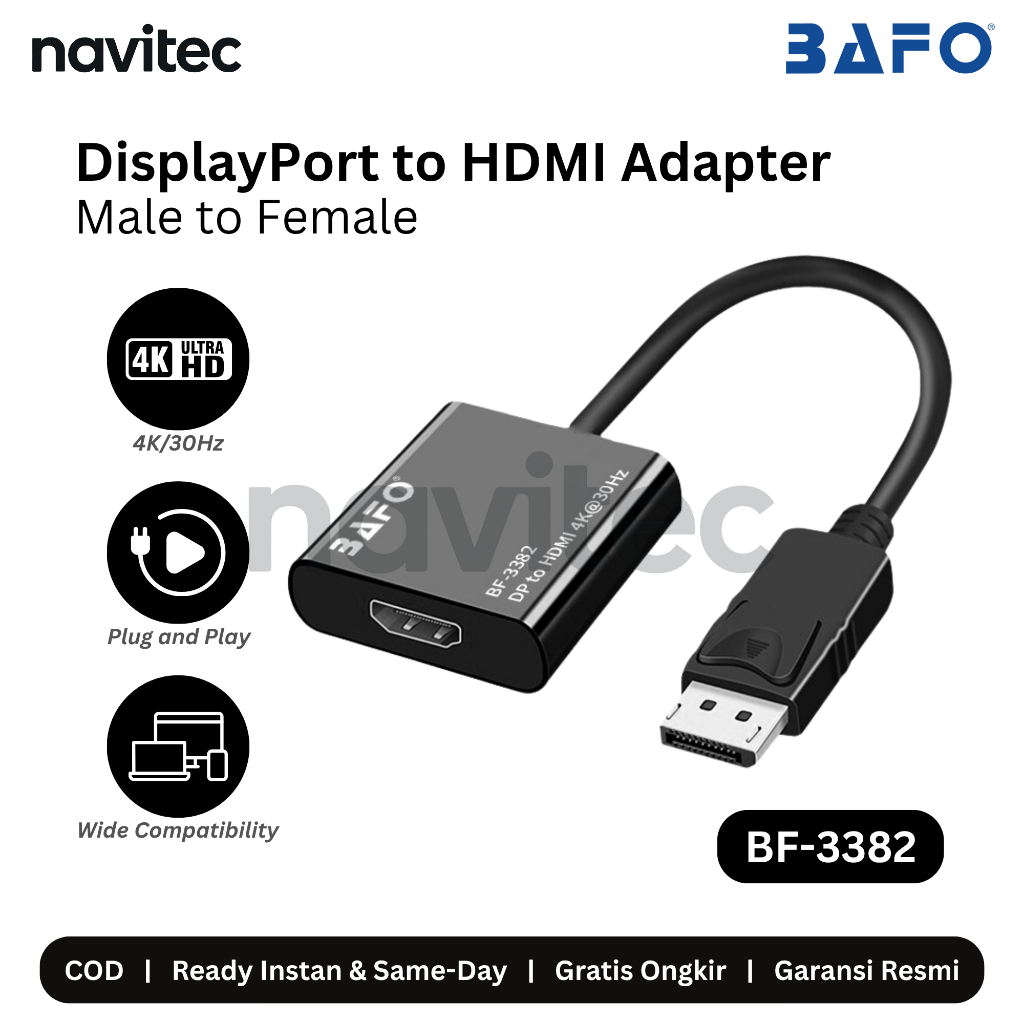 BAFO DisplayPort (DP) to HDMI Adapter Konverter Converter 4K BF-3382 BF3382