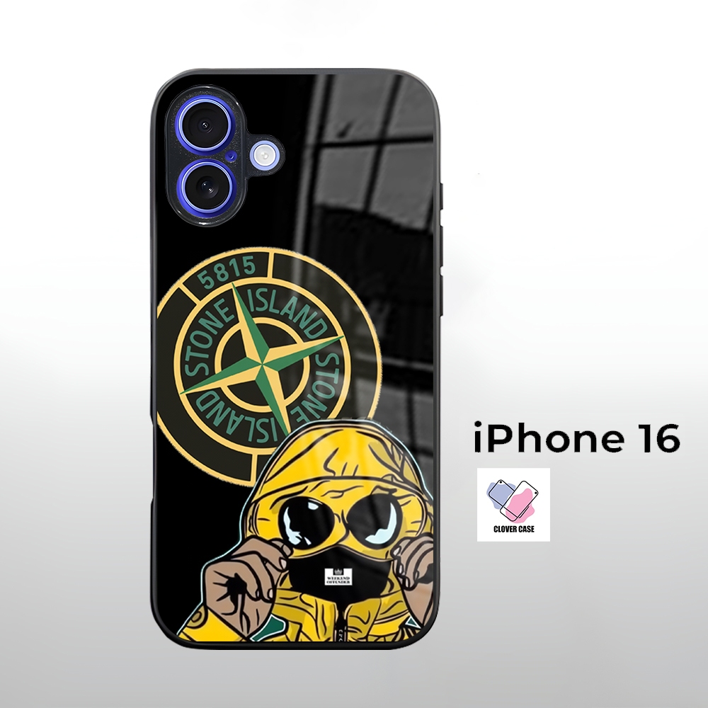 [AR103]  Case Glossy Case | IPHONE 16  | CASE KEKINIAN LUCU |  Casing Hp Kilau Motif STONE ISLAND