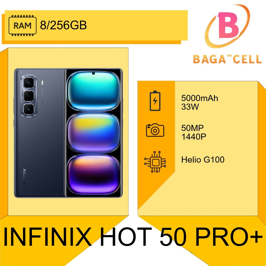 INFINIX HOT 50 PRO PLUS + RAM 8/256GB - GARANSI RESMI - FREE AKSESORIS - HANDPHONE - SMARTPHONE