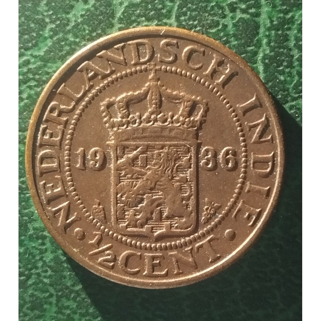 1/2 cent Nederland indie thn 1936  masih Bagus Detail ASLI