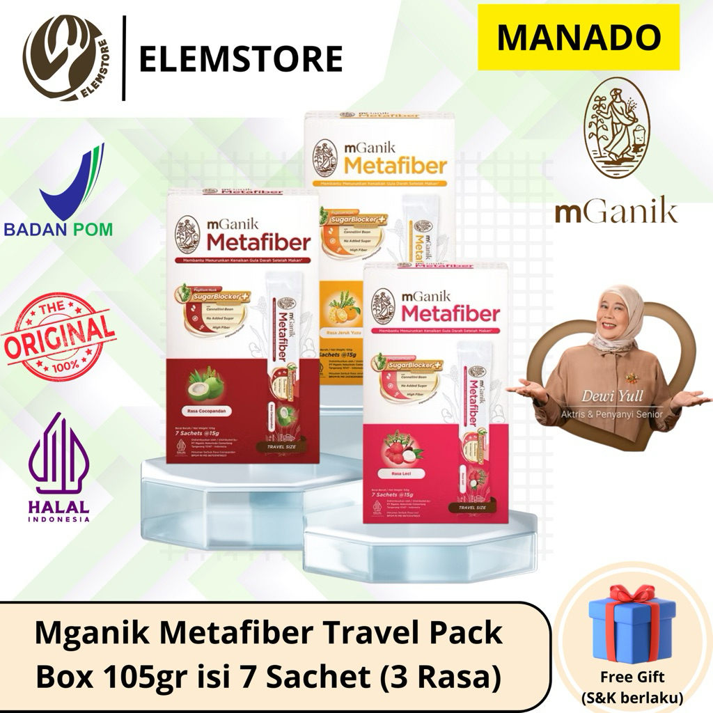MANADO - Mganik Metafiber Travel Pack Box 7 Sachet (3 rasa) 100% Original