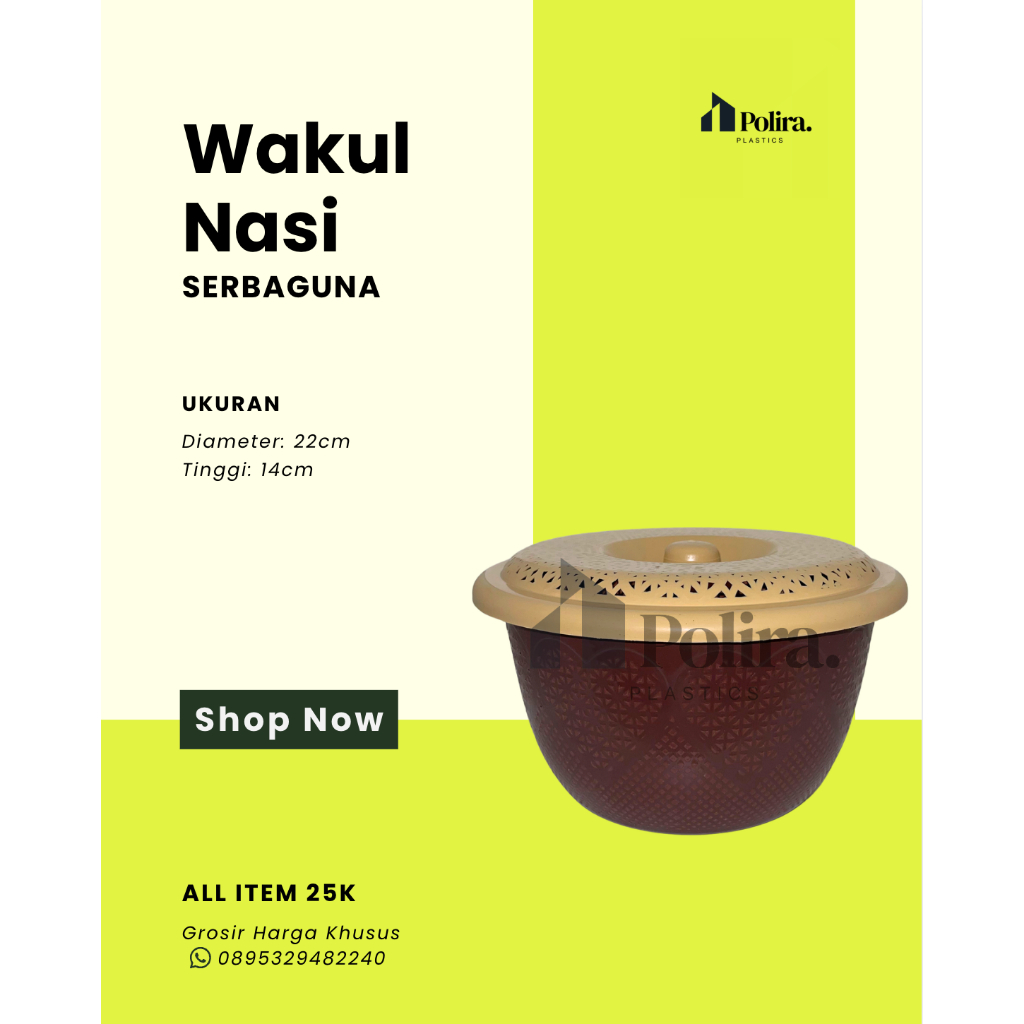 [POLIRA PLASTICS] - Baskom Tutup / Baskom Hajatan / Waskom / Wakul / Bakul Nasi Plastik Serbaguna