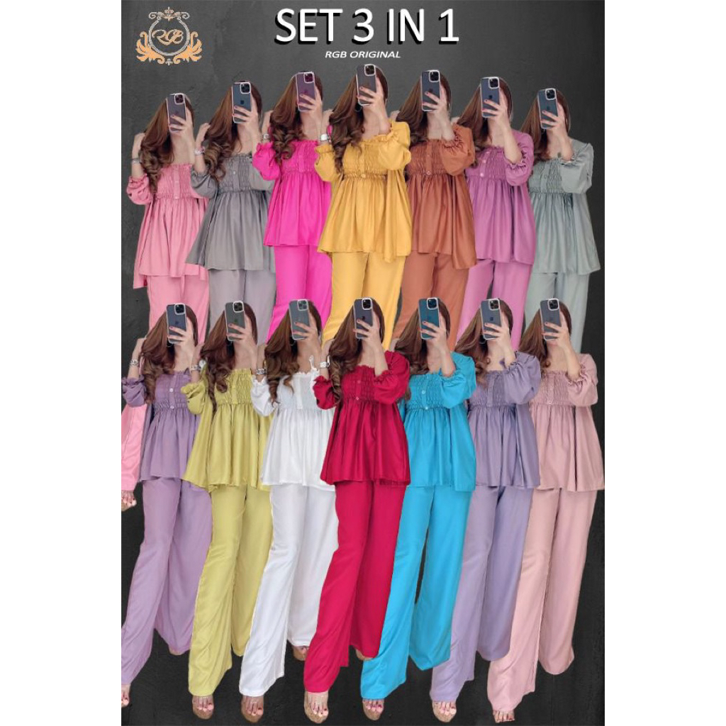 setelan tangan panjang RGB original 3 in 1 smoke