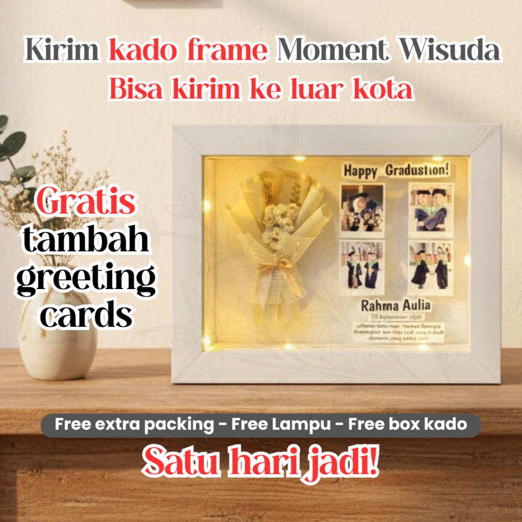 kado Hadiah souvenir gift box figura frame dried flower hexagon hexagonal 3D ucapan Pernikahan nikah