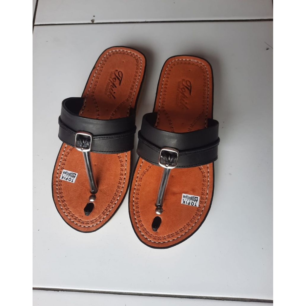 Sandal Terompah / Jepit Kulit Pria Topik Asli Tasik