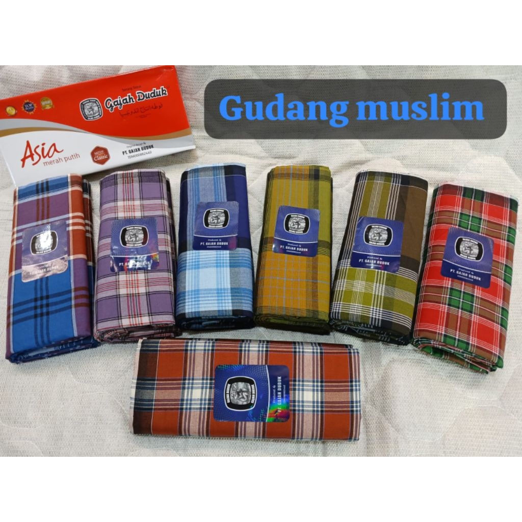 sarung gajah duduk asia merah putih motif kotak kotak terlaris