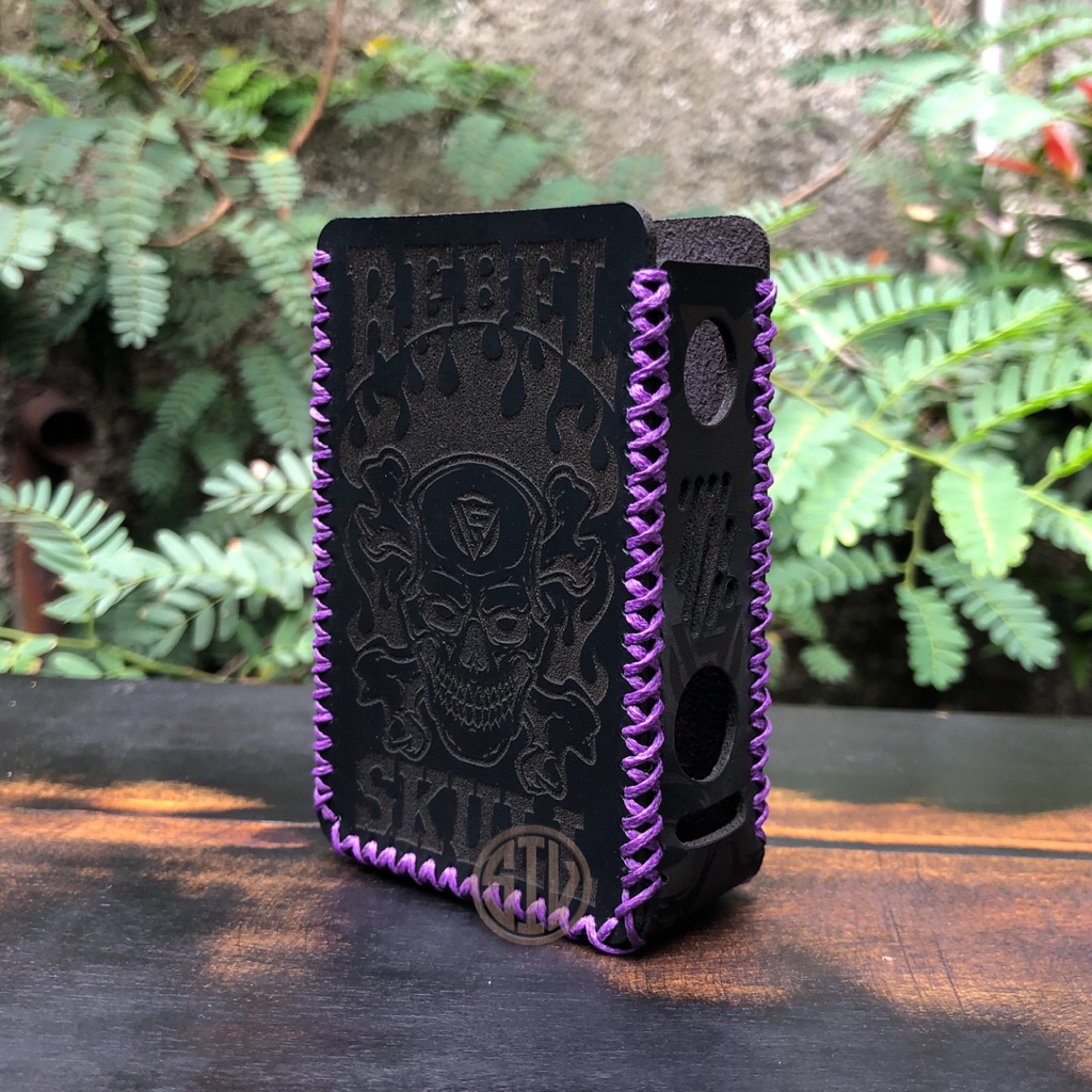 Sleeve Leather Motiff Rebell Skull R 234 Hitam benang ungu case Sofcase Remote Kulit Premium anti go