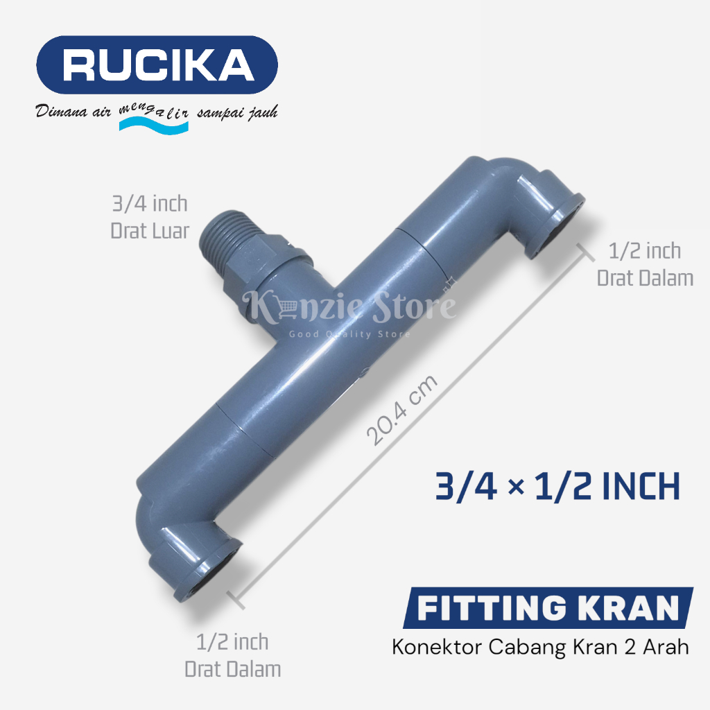 RUCIKA Konektor Cabang Kran 2 Arah PVC 3/4 x 1/2 Inch