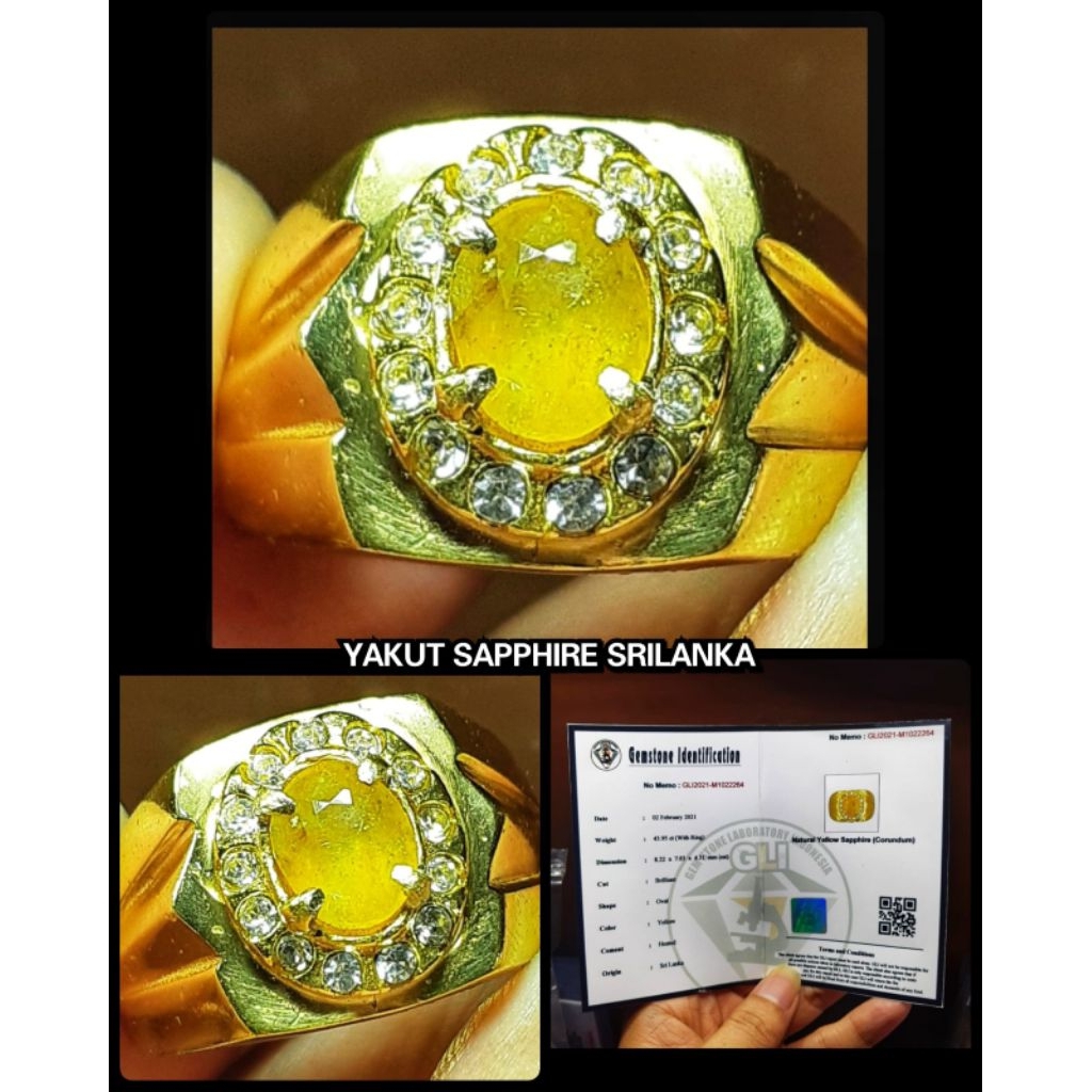 natural permata yellow sapphire Srilanka asli ceylon