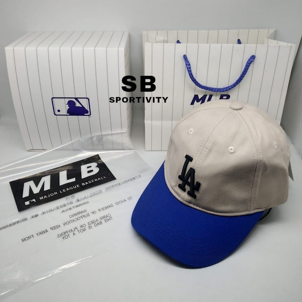 C-083 Topi MLB LA Cream Visor Blue