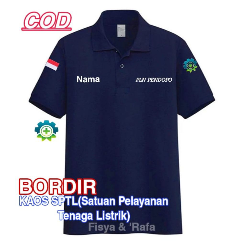 baju PLN kaos kerja kerja berlogo bordir bisa request baju PLN kaos kerah PLN pendopo kaos kerja baj
