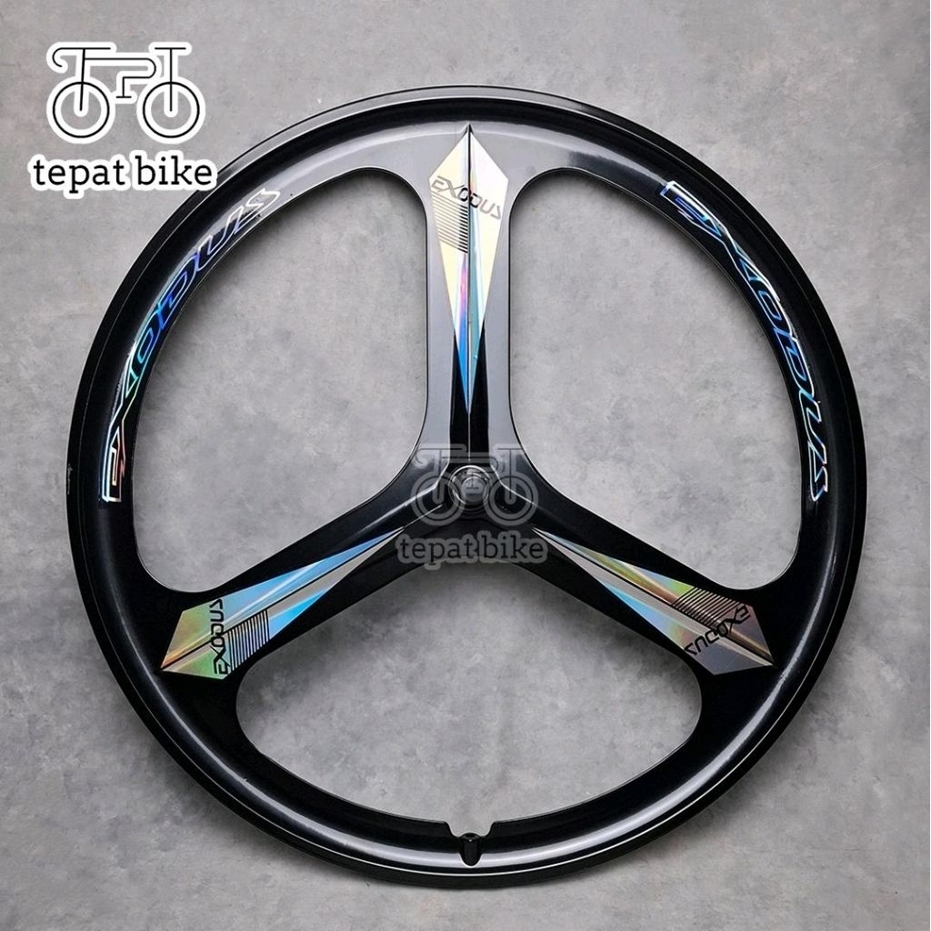 Front Wheel EXODUS Fixie 3 Spoke Bintang Palang 3 Alloy Double Wall / Roda Depan Rims Velg Fixie Fix