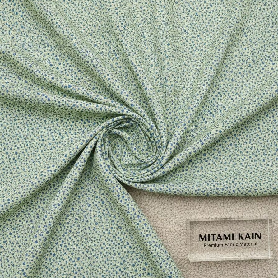 Katun Crinkle Airflow Motif Tiny Floral Bunga Mini Shabby Chic Bahan Gamis Long Dress (Harga Kain Pe