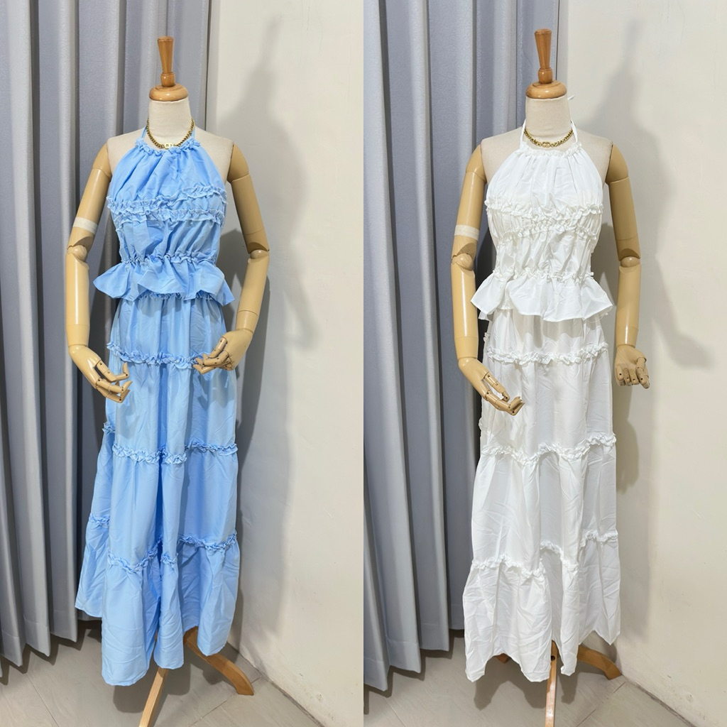 BN979 NEW TAG (Freesize) SUMMER LAYER LONG HALTERNECK BEACH SET