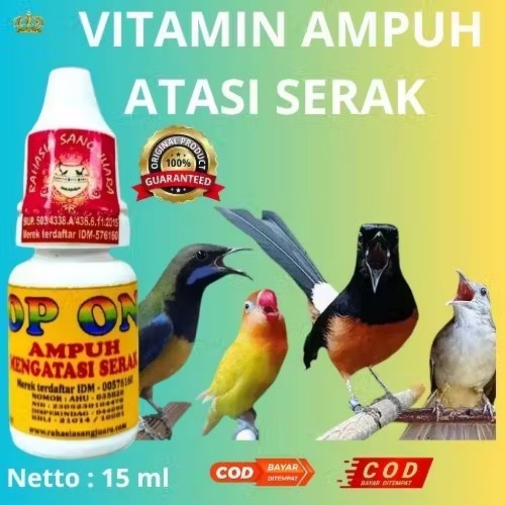 VITAMIN TOP ONE – OBAT SERAK BURUNG 15mlSolusi Ampuh Atasi Suara Serak & Gangguan Pita Suara Burung