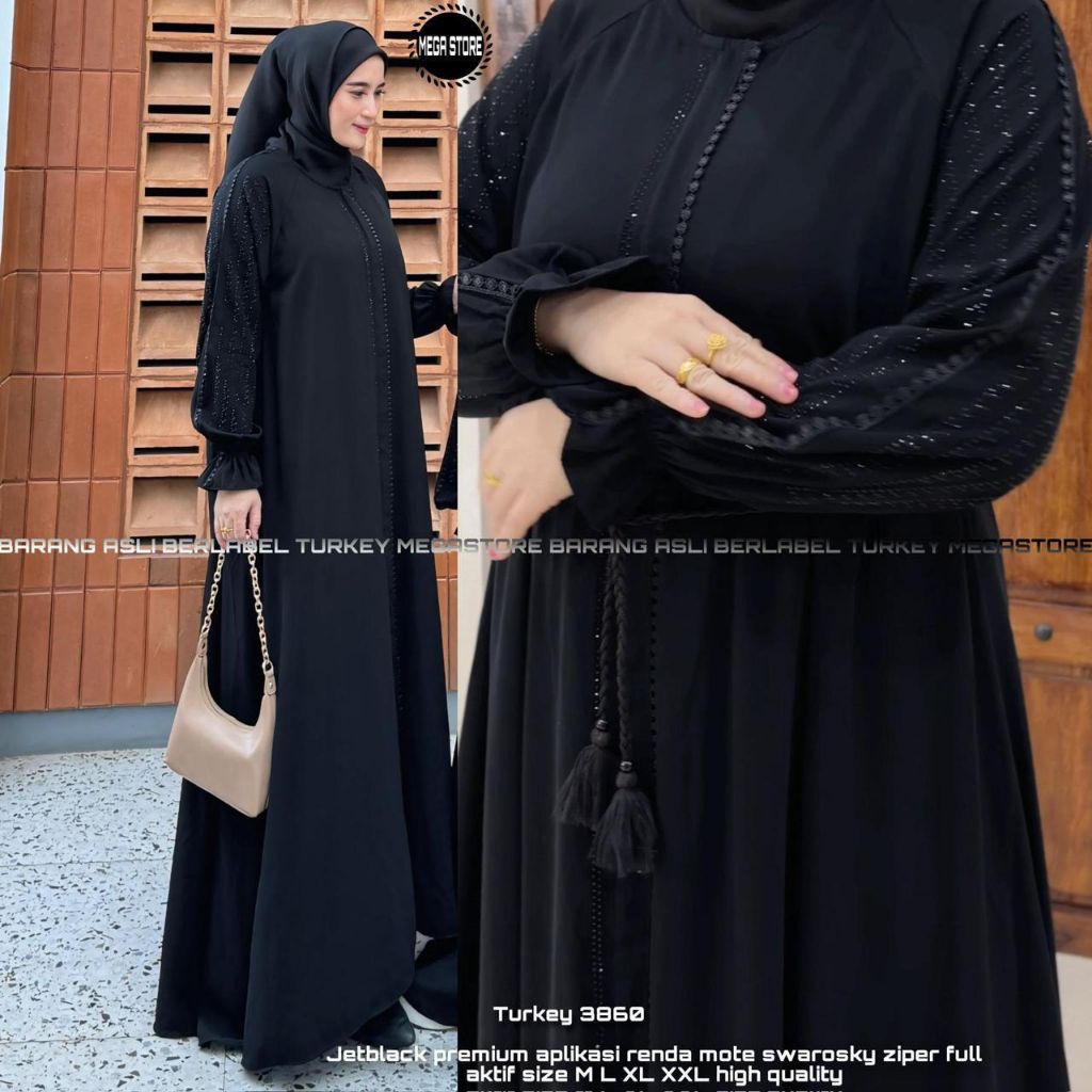 Abaya Turkey 3860 ori by megastore gamis arabian muslim murah