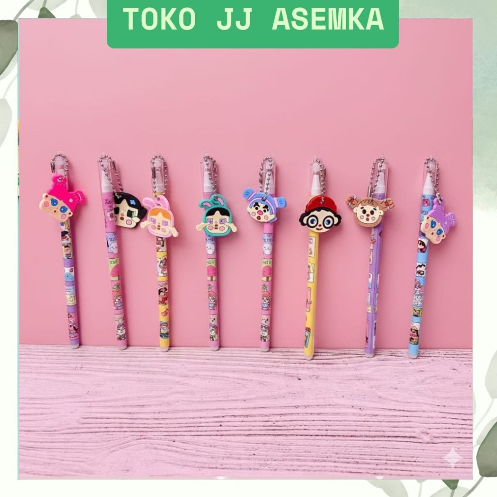 PULPEN GANTUNGAN KARET POWER PUFF GIRLS PG-2110 ATK LUCU ANAK CEWE SEKOLAH PENA BOLPEN GROSIR COD