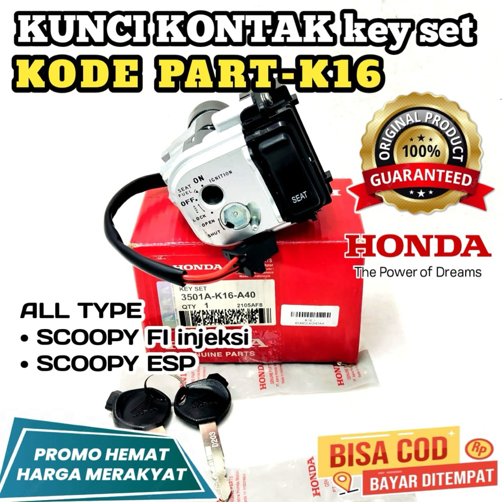 K16 KUNCI KONTAK,ORIGINAL HONDA,KUNCI KONTAK SCOOPY FI INJEKSI,SCOOPY ESP,KONTAK HONDA SCOOPY,KONTA 