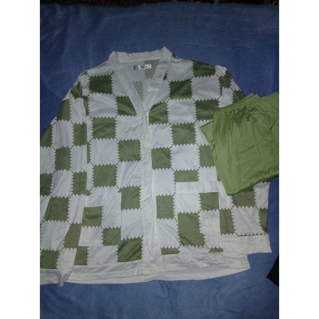 1set croptop pendek piyama korean style lengan panjang