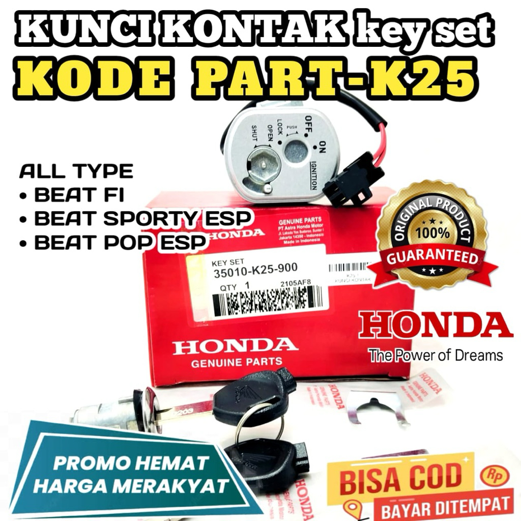 K25 KUNCI KONTAK,KEY SET HONDA,KONTAK MOTOR BEAT FI 2014,BEAT SPORTY ESP,KONTAK MOTO BEAT POP ESP,KU
