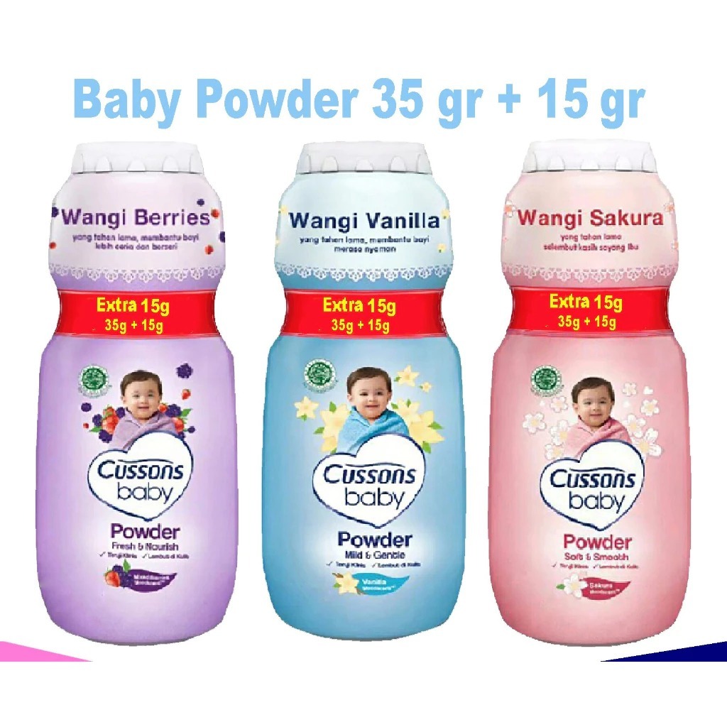 CUSSONS BABY POWDER/BEDAK BAYI WANGI SAKURA DAN VANILLA EKSTRA FILL