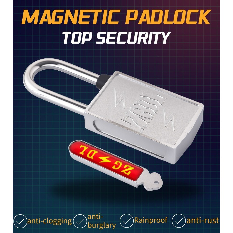 LOCK004 ZGDL Gembok Magnet Kunci Gantung Tanpa Lubang Penutup Anti Maling Kunci Pintu Harmonika Stee