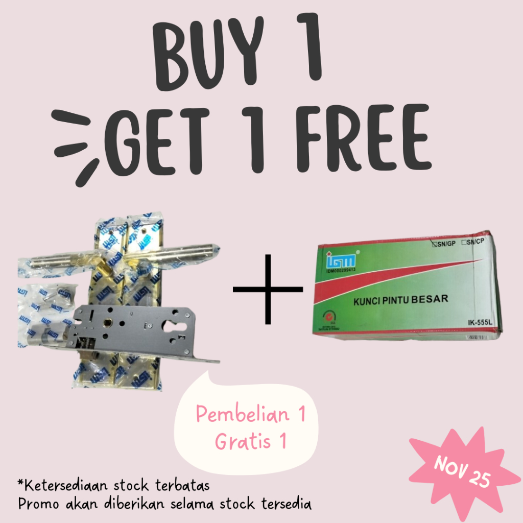 Buy 1 Get 1 Free Kunci Pintu Besar + Body Kunci IGM (Defect)
