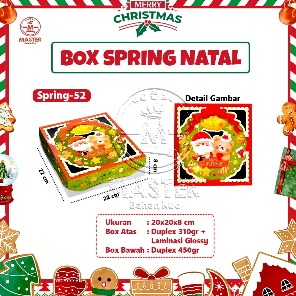Box Kue Natal SPRING uk 22x22x8  / Dus Kado Natal Christmas [1 Pcs]
