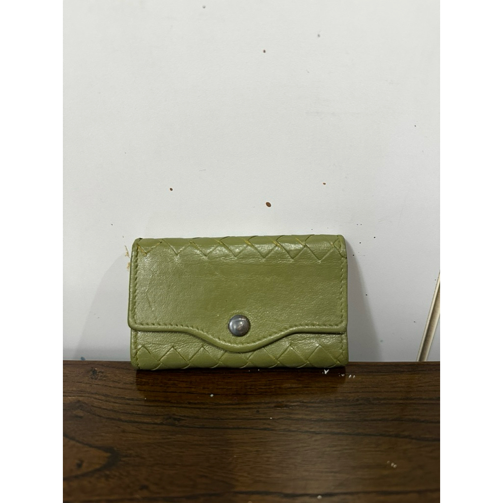 Bottega Veneta Key Wallet Dompet Kunci Kulit Hijau ORIGINAL