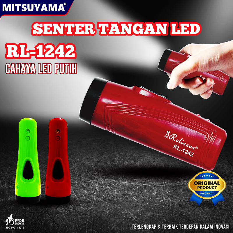 Senter Tangan Mini LED HPL Senter Mini Rolinson RL-1242 Baterai Rechargeable