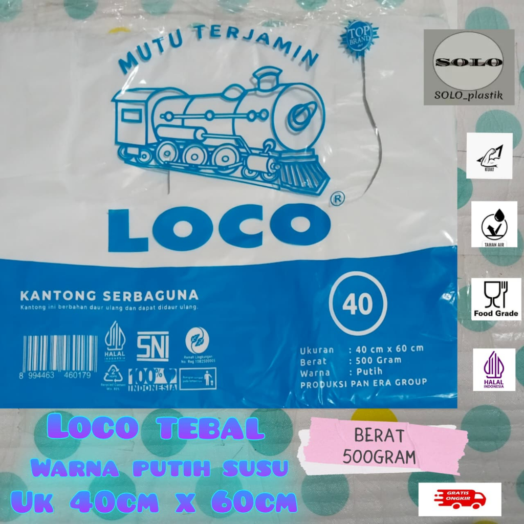 Kantong Plastik kresek Loco 40x60 tebal putih susu / kantong kresek LOCO PUTIH TEBAL uk 40x60 cm / p