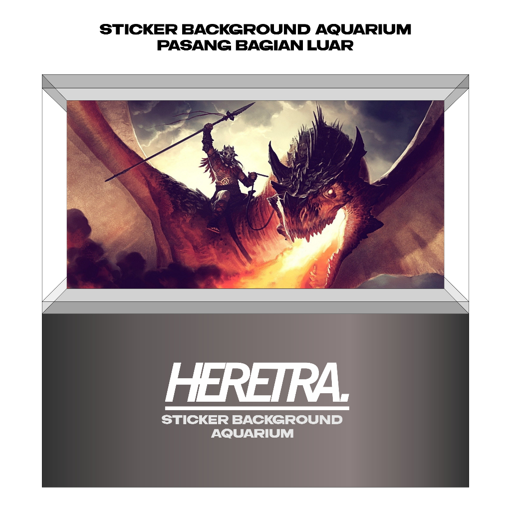 STICKER AQUARIUM, STICKER BACKGROUND, WALLPAPER AQUARIUM - MOTIF NAGA - 8 VARIASI
