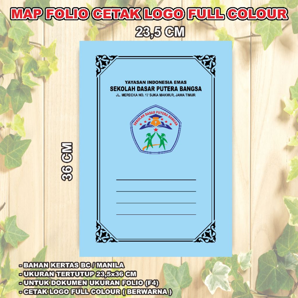 Map Custom Logo Berwarna kertas BC/Manila F4
