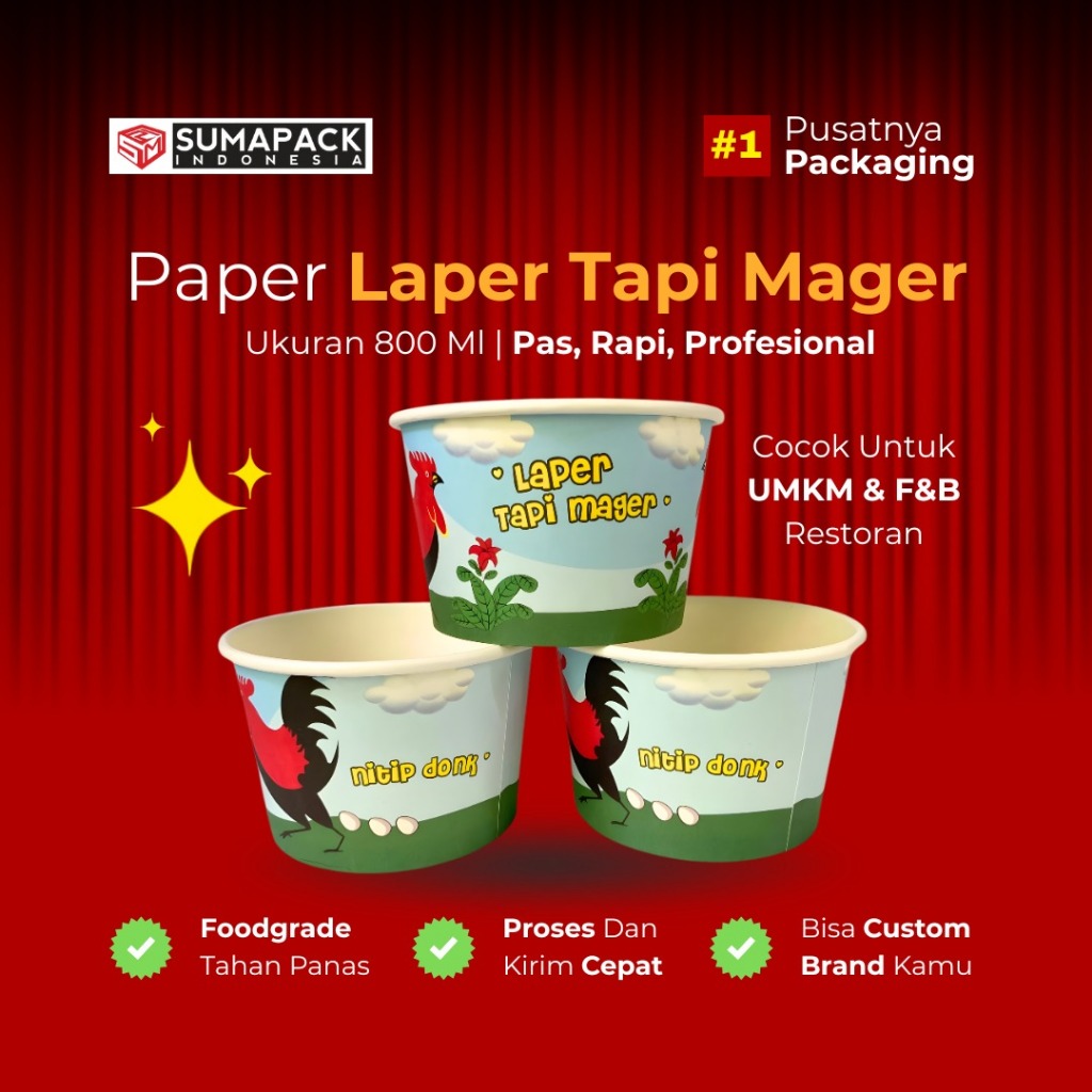 AYAM JAGO VIRAL | Design Mangkuk Kertas  Paper Bowl 800 ml | Rice Bowl | Motif Ayam Jago