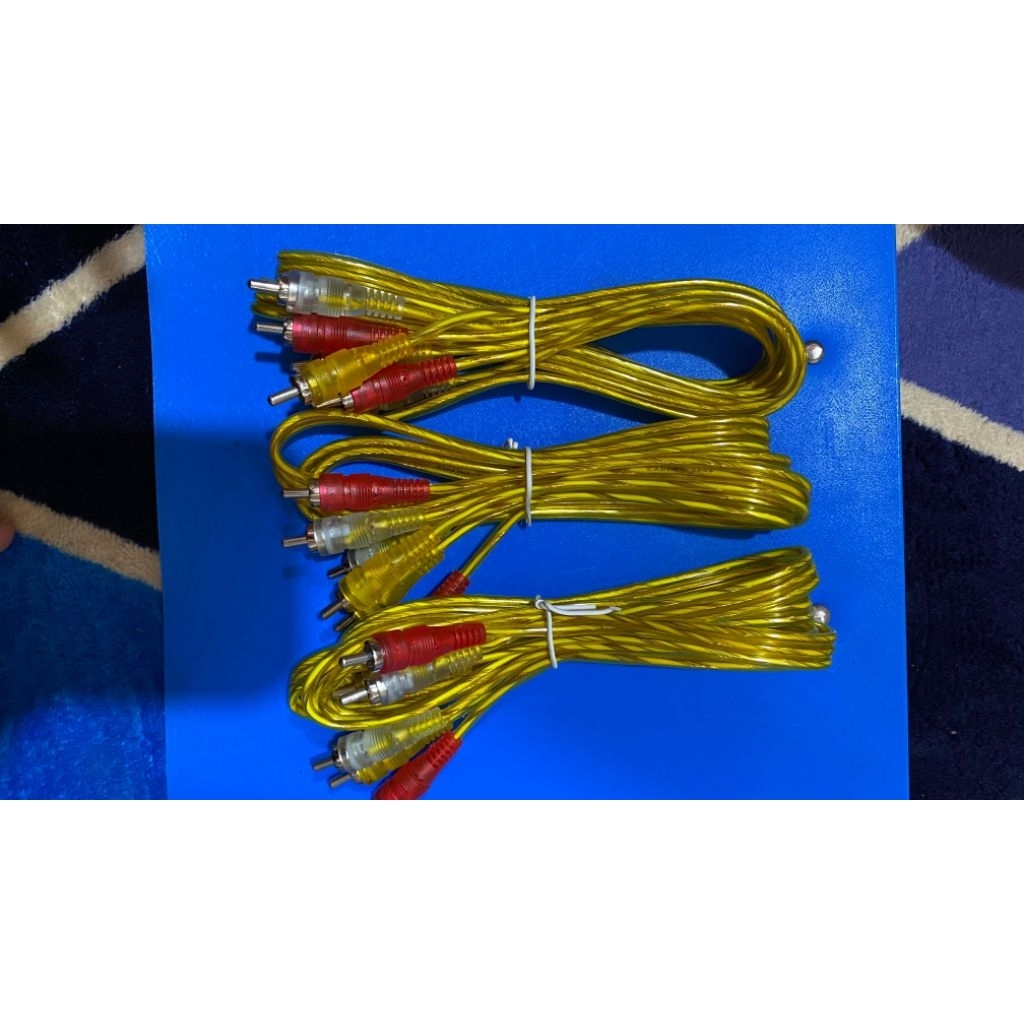 kabel 3 rca tranparan kabel DVD ke tv,speaker audio