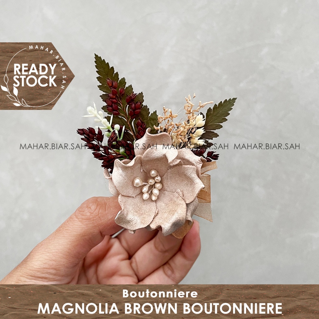 RS MAGNOLIA BROWN Boutonniere Wedding / Bros Jas / Groomsmen / Wedding